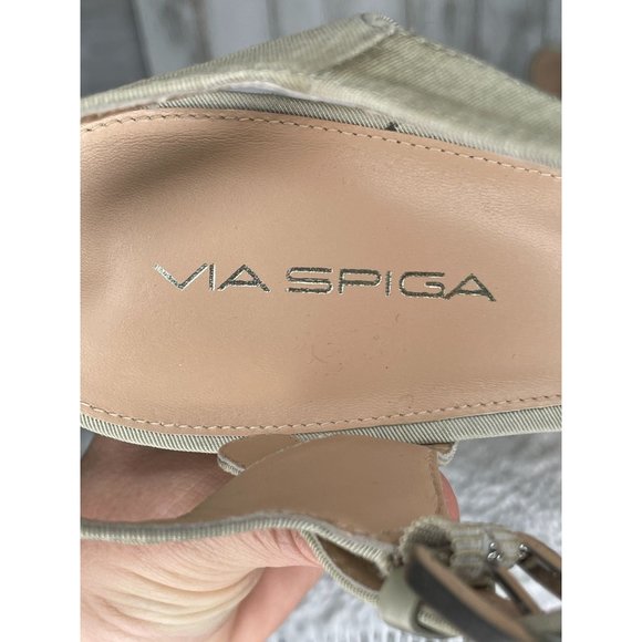 Via Spiga Heeled Sandals Sage Green With Twine Soles Size 10 M - Picture 8 of 11